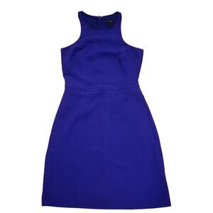 J Crew Bright Indigo Purple Fitted Cutaway Crepe Sheath Career Dress Size 0